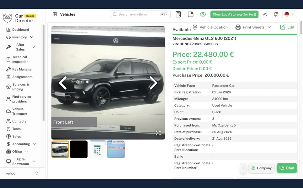 Car Director vehicle record with photos, prices and specifications
